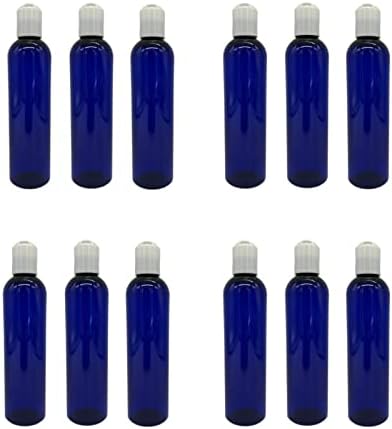8 גרם בקבוקי פלסטיק קוסמו כחולים -12 אריזה לבקבוק ריק ניתן למילוי מחדש - BPA בחינם - שמנים אתרים - ארומתרפיה | לבן